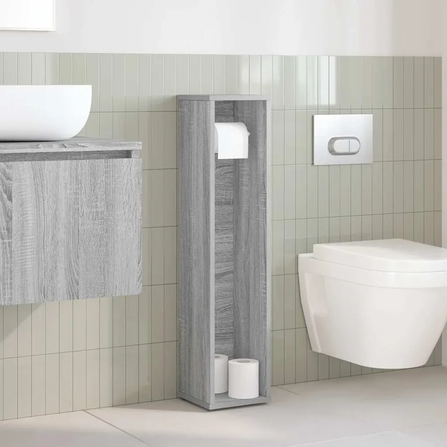 Meuble de salle de bain avec porte-rouleau Gris Sonoma 20,5 x 20 x 90 cm - 3