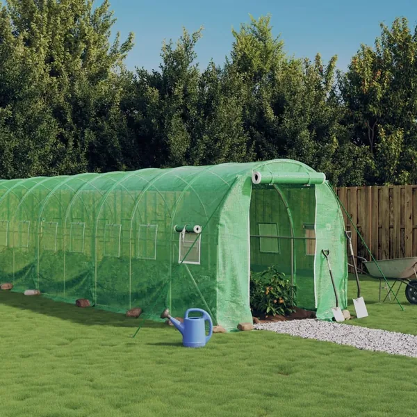 Serre avec cadre en acier vert 20 m² 10x2x2 m