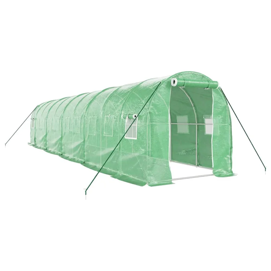Serre avec cadre en acier vert 20 m² 10x2x2 m - 2