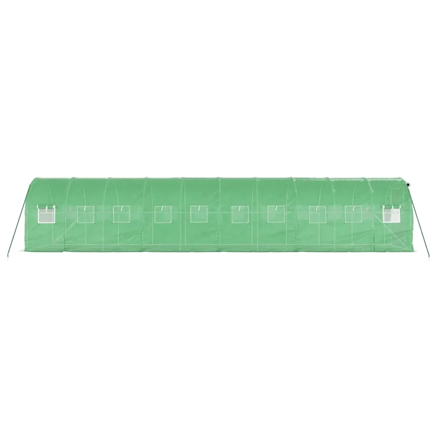 Serre avec cadre en acier vert 20 m² 10x2x2 m - 5