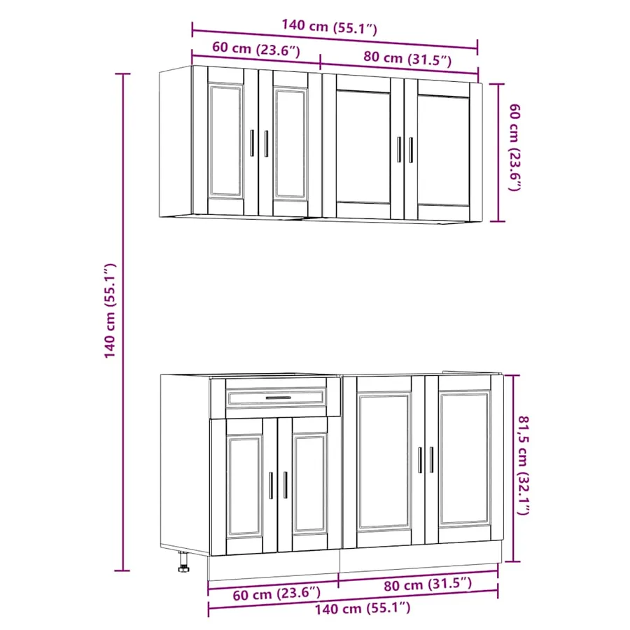 Ensemble de 4 meubles de cuisine "Porto" en bois d'ingénierie blanc brillant - 9
