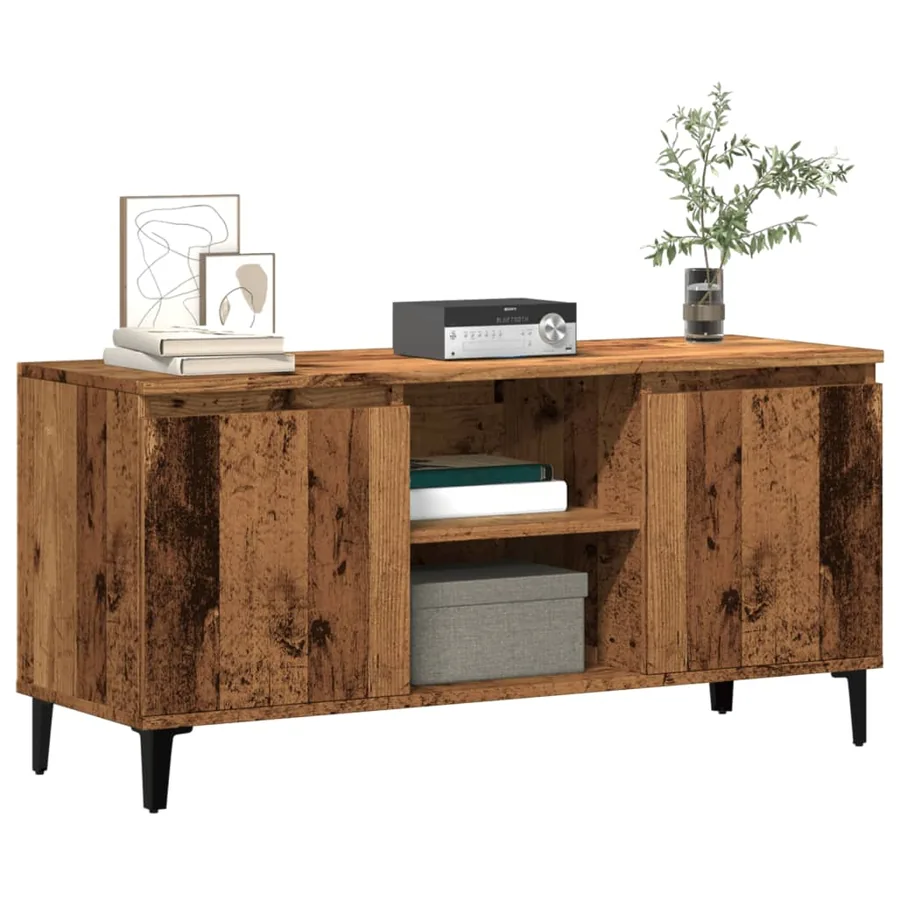 Meuble TV vieux bois 102x35x50 cm bois d'ingénierie