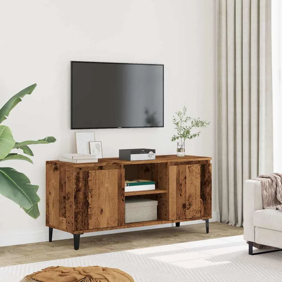 Meuble TV vieux bois 102x35x50 cm bois d'ingénierie - 3
