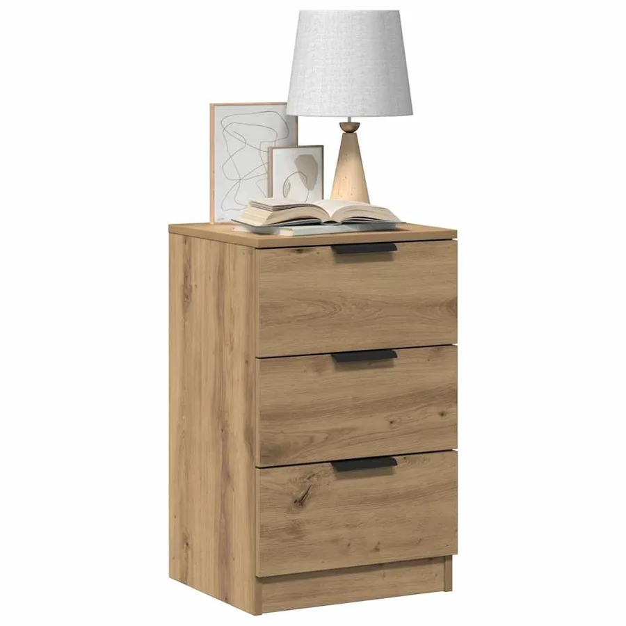 Tables de chevet 2 pcs chêne artisanal bois d'ingénierie - 10