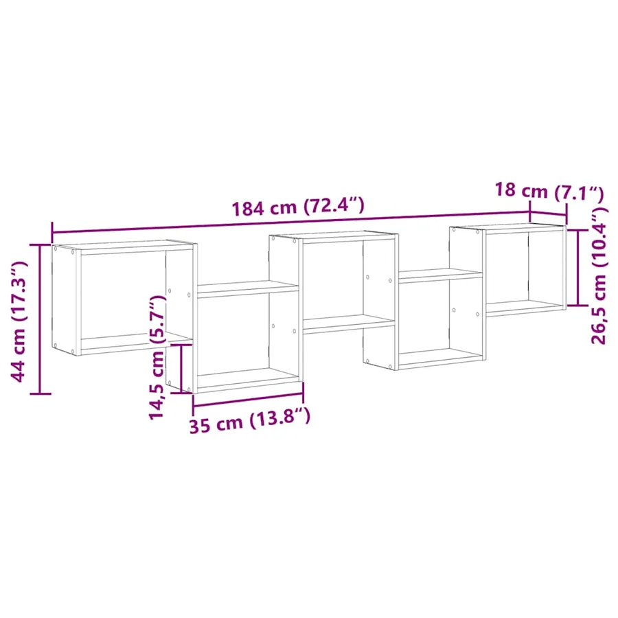Étagère cube murale 5 compartiments blanc bois d'ingénierie - 10