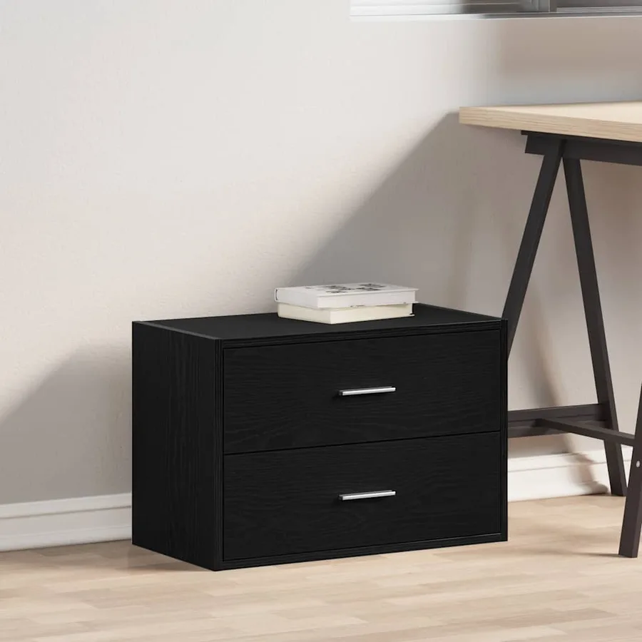Armoire avec 2 tiroirs chêne noir 60x31x40 cm bois d'ingénierie - 3