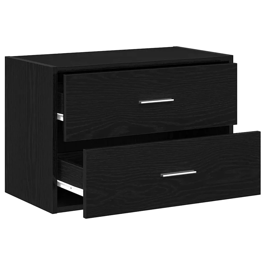 Armoire avec 2 tiroirs chêne noir 60x31x40 cm bois d'ingénierie - 5