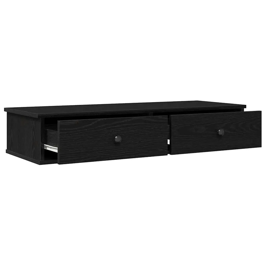 Étagère murale et tiroirs noir 100x37,5x19 cm bois d'ingénierie - 7