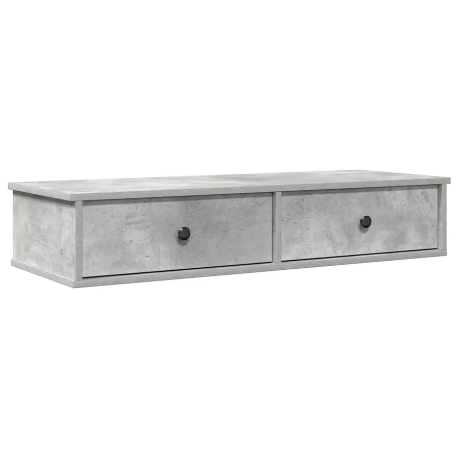 Étagère murale avec tiroirs gris béton bois d'ingénierie - 2