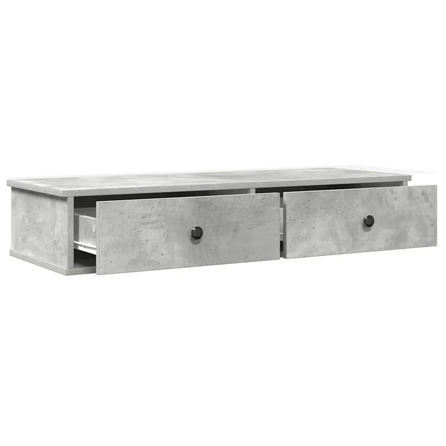Étagère murale avec tiroirs gris béton bois d'ingénierie - 7