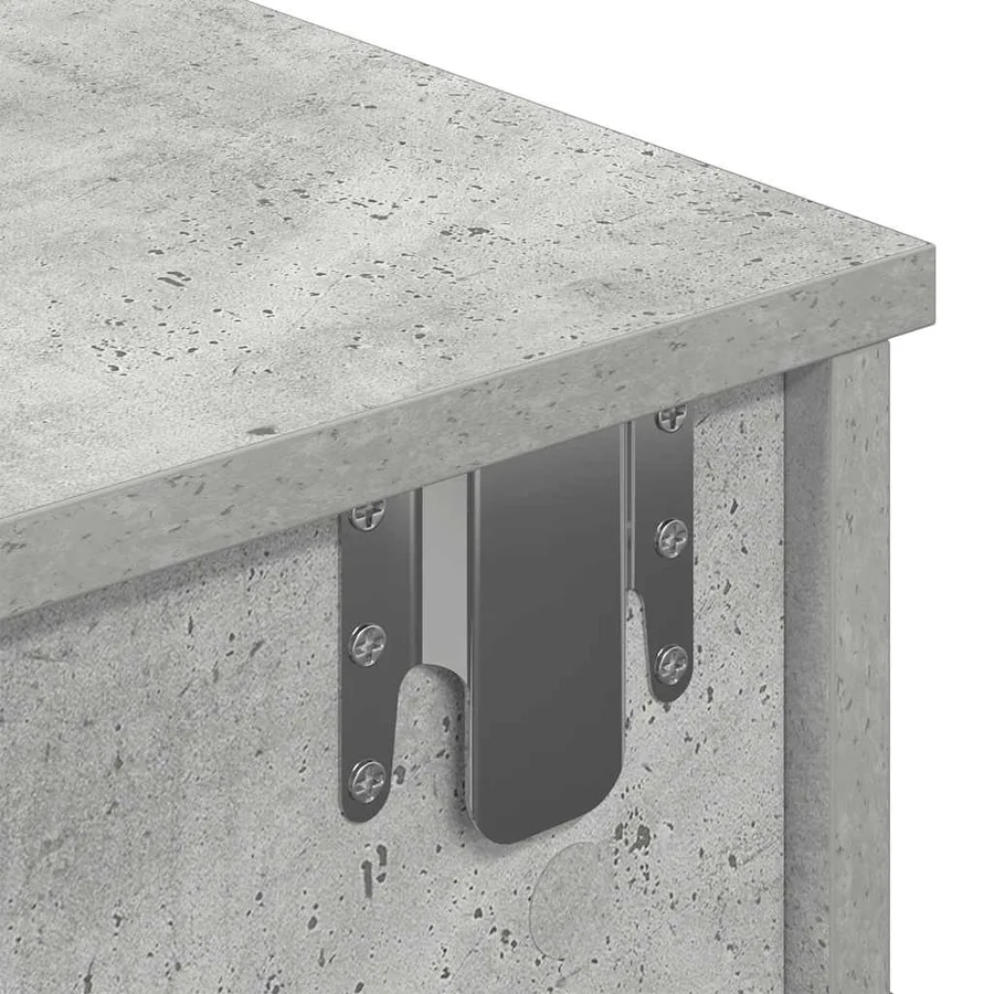 Étagère murale avec tiroirs gris béton bois d'ingénierie - 9