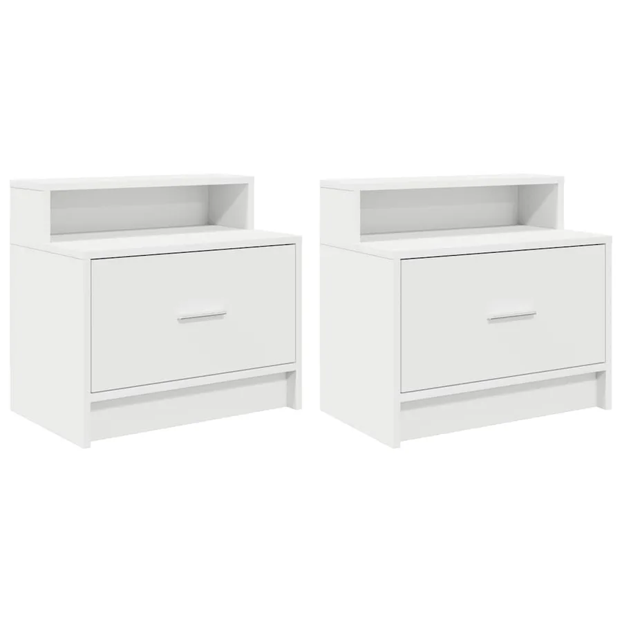 Table de chevet avec tiroir 2 pcs blanc 51x31x47 cm - 2
