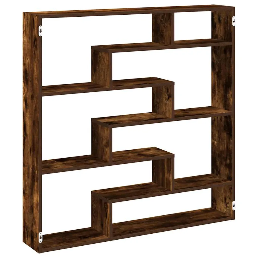 Étagère cube murale 7 compartiments chêne fumé bois ingénierie - 2