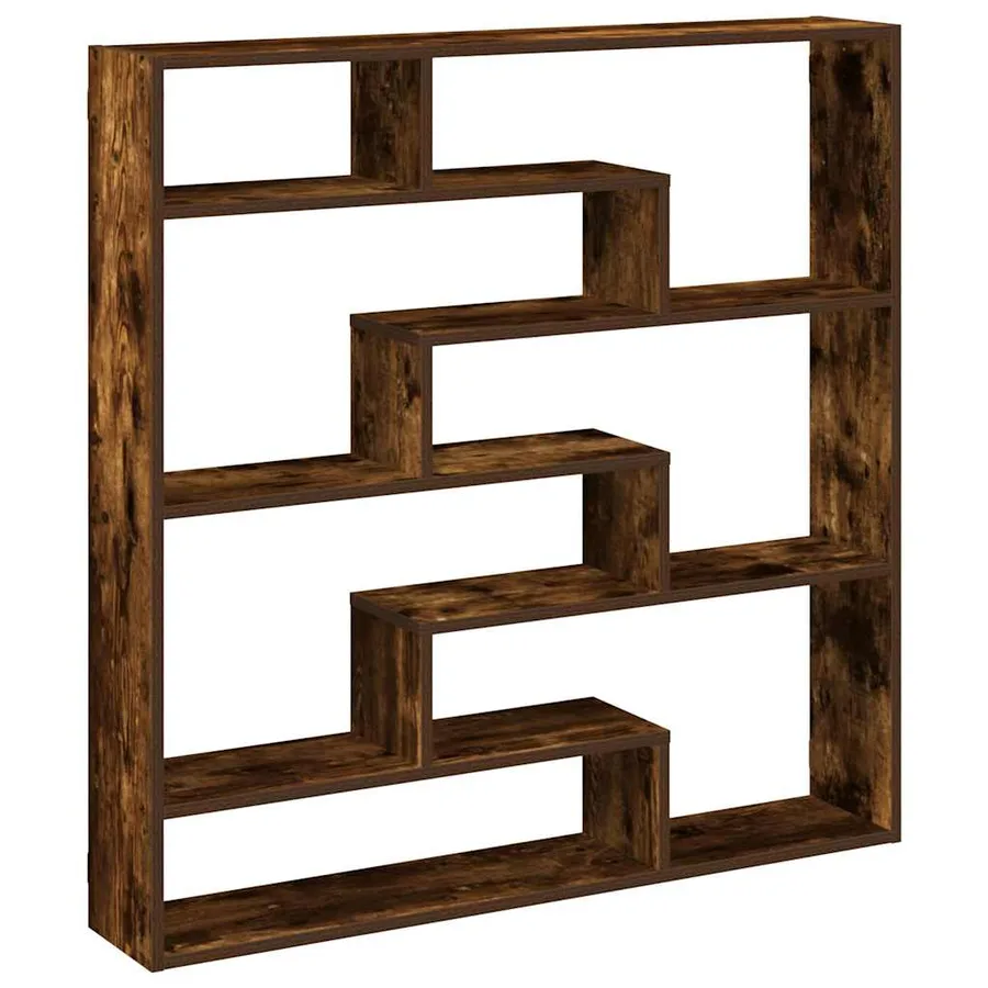Étagère cube murale 7 compartiments chêne fumé bois ingénierie - 6