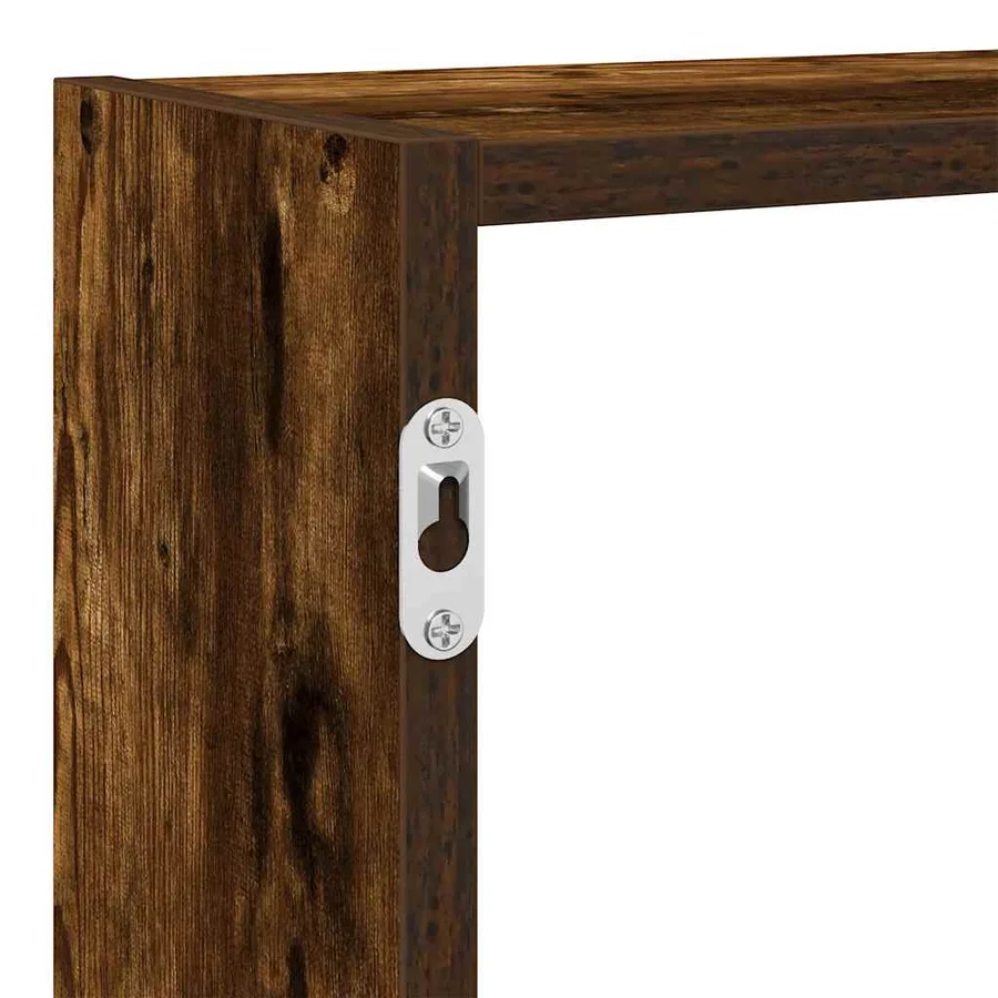 Étagère cube murale 7 compartiments chêne fumé bois ingénierie - 8