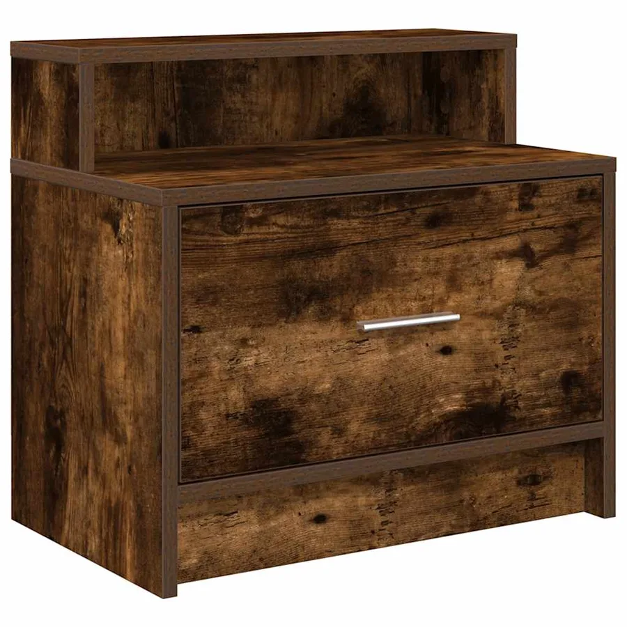 Table de chevet avec tiroir chêne fumé 51x31x47 cm - 2