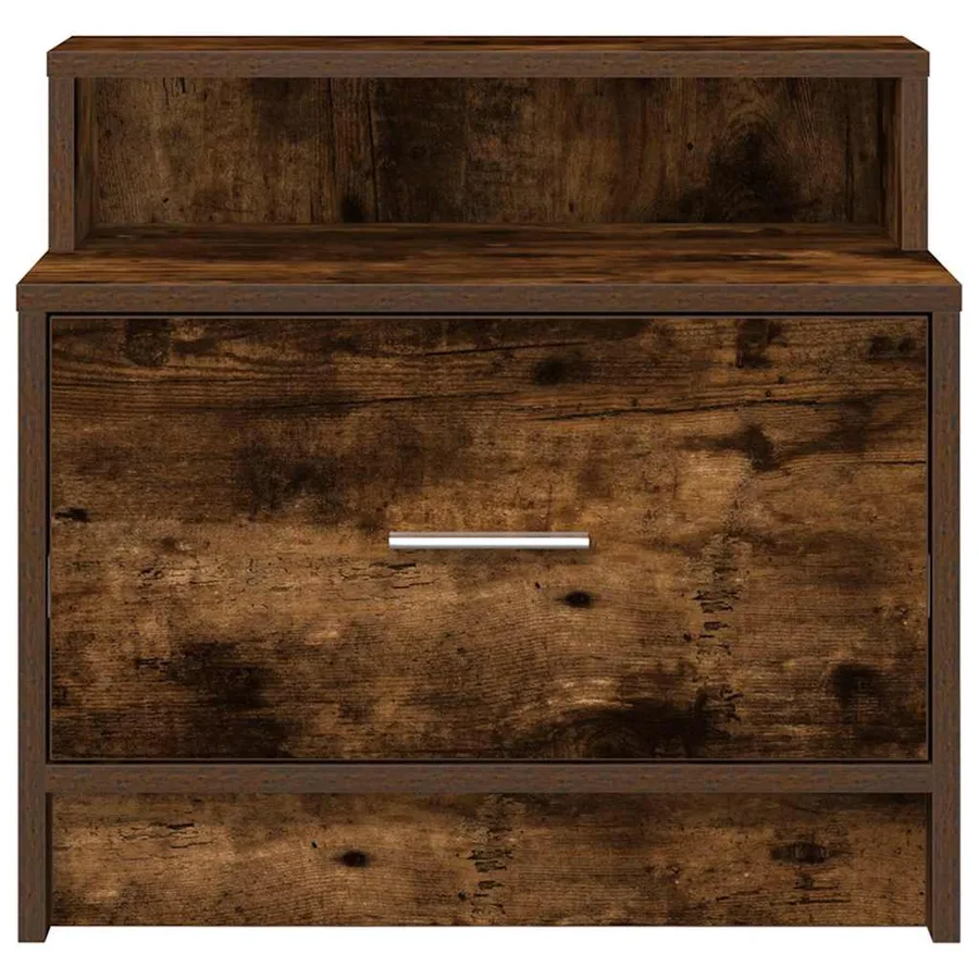 Table de chevet avec tiroir chêne fumé 51x31x47 cm - 4