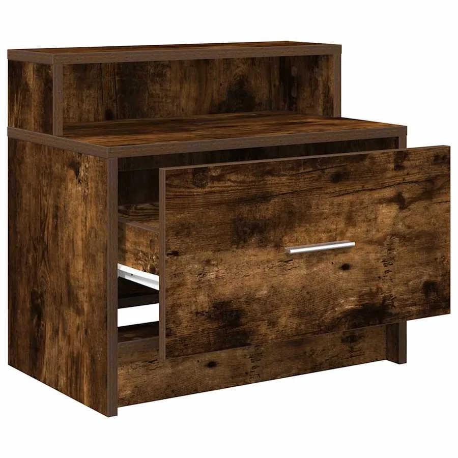 Table de chevet avec tiroir chêne fumé 51x31x47 cm - 5