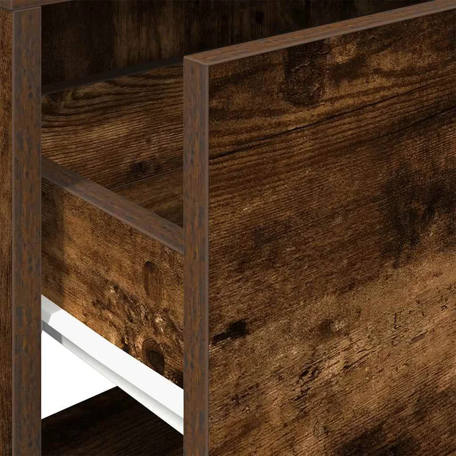 Table de chevet avec tiroir chêne fumé 51x31x47 cm - 8