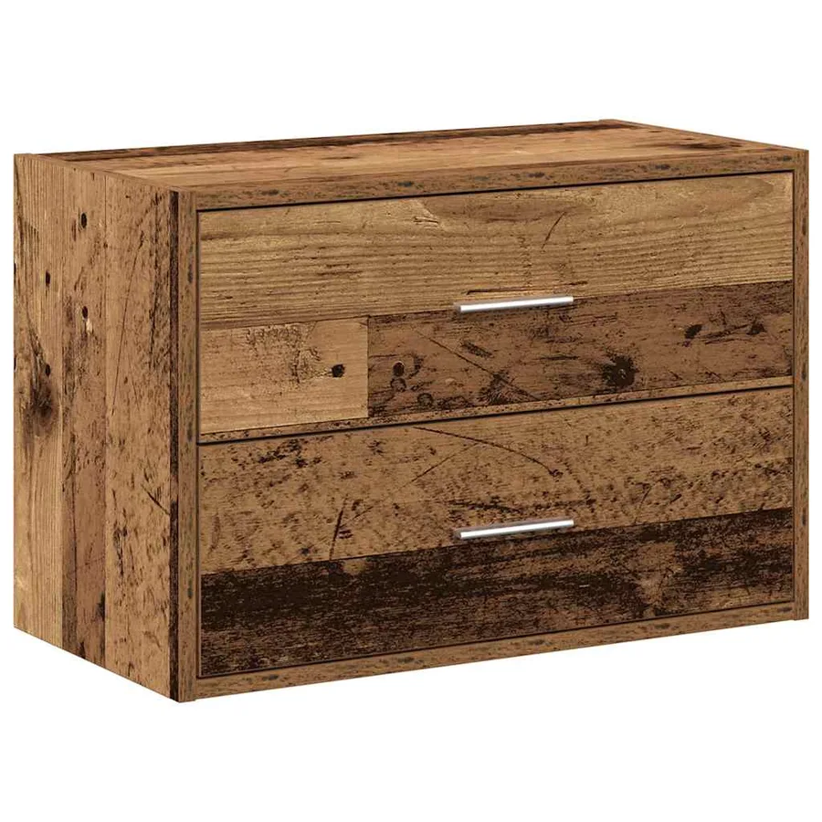 Armoire avec 2 tiroirs vieux bois 60x31x40 cm bois d'ingénierie - 2