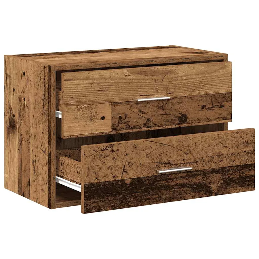 Armoire avec 2 tiroirs vieux bois 60x31x40 cm bois d'ingénierie - 5
