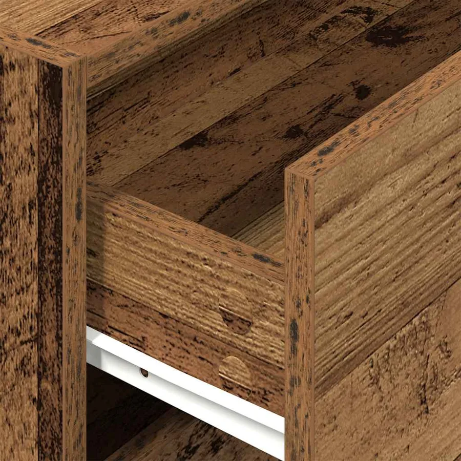 Armoire avec 2 tiroirs vieux bois 60x31x40 cm bois d'ingénierie - 8