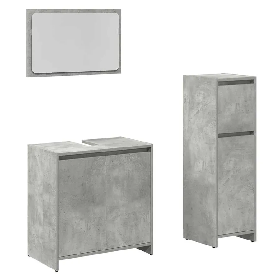 Ensemble de meubles de salle de bain 3 pcs gris béton - 2