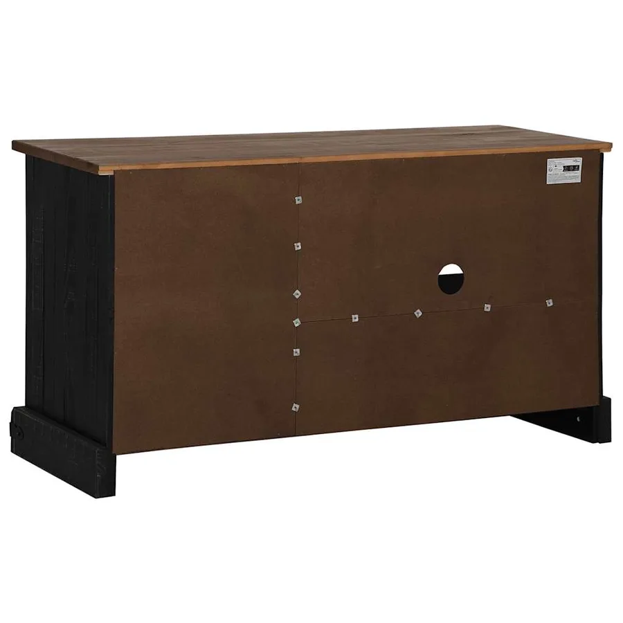 Meuble TV HALDEN porte coulissante noir 110x40x60cm bois massif - 6