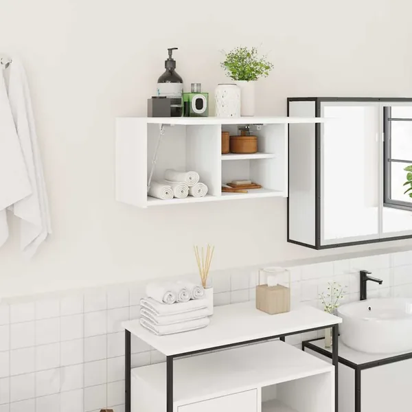Armoire murale de bain blanc 60x25x30 cm bois d'ingénierie
