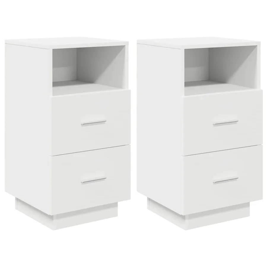Tables de chevet 2 pcs avec 2 tiroirs blanc 36x36x68 cm - 2