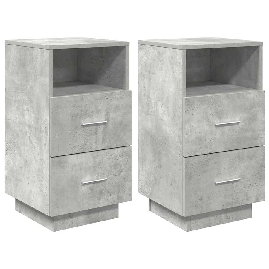 Tables de chevet 2 pcs avec 2 tiroirs gris béton 36x36x68 cm - 2