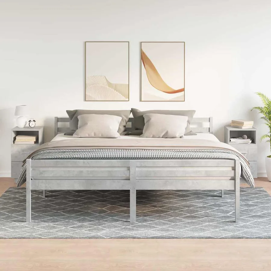 Tables de chevet 2 pcs avec 2 tiroirs gris béton 36x36x68 cm - 3