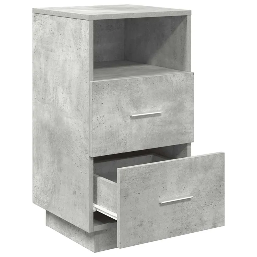 Tables de chevet 2 pcs avec 2 tiroirs gris béton 36x36x68 cm - 5