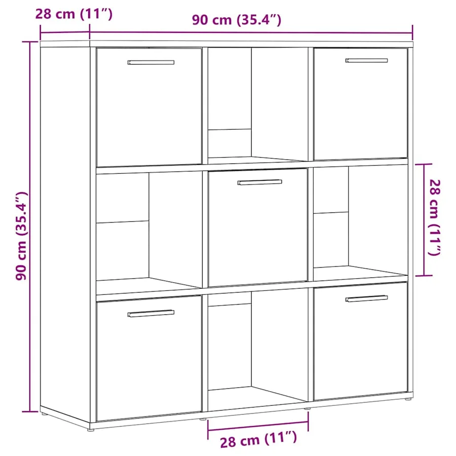 Bibliothèque vieux bois 90x28x90 cm bois d'ingénierie - 11