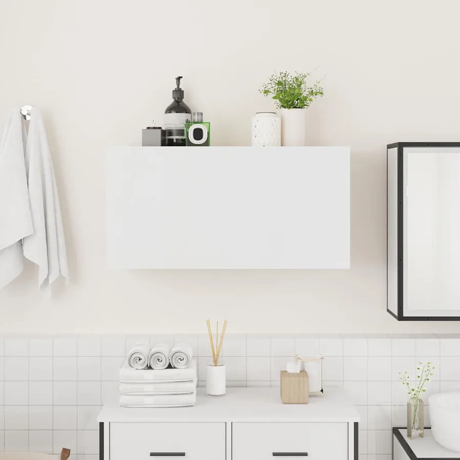Armoire murale de bain blanc 80x25x40 cm bois d'ingénierie - 3