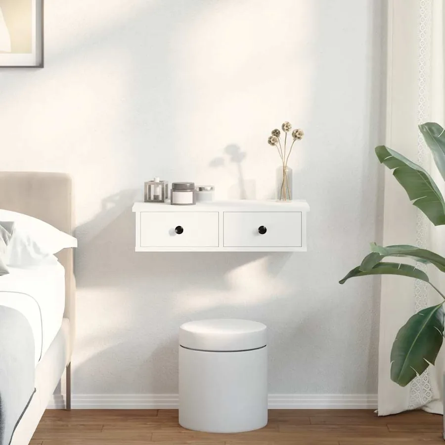 Étagère murale avec tiroirs blanc 60x28x15 cm bois d'ingénierie