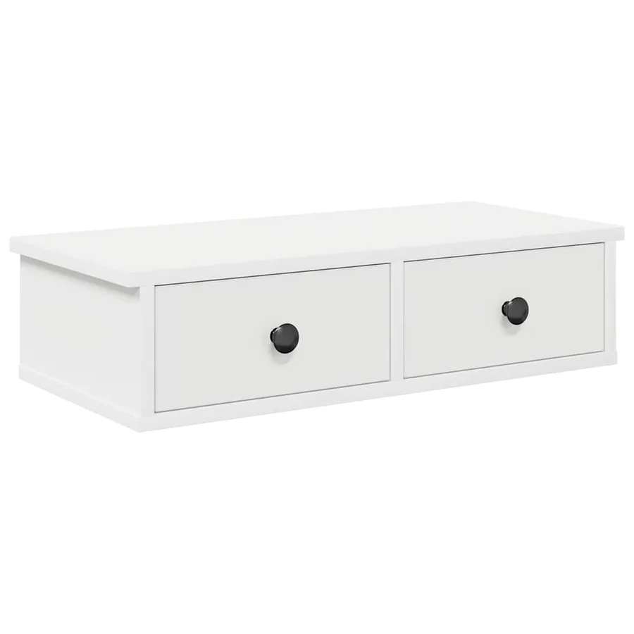 Étagère murale avec tiroirs blanc 60x28x15 cm bois d'ingénierie - 2