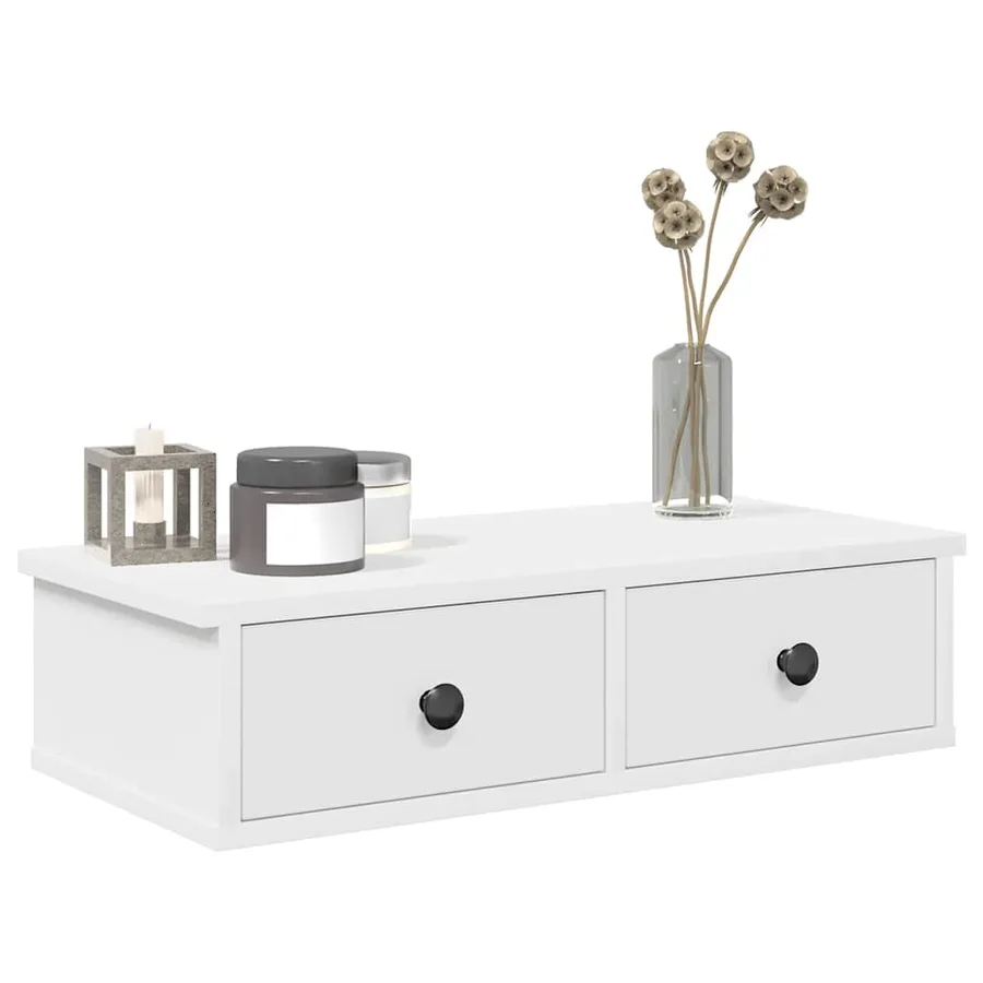 Étagère murale avec tiroirs blanc 60x28x15 cm bois d'ingénierie - 3