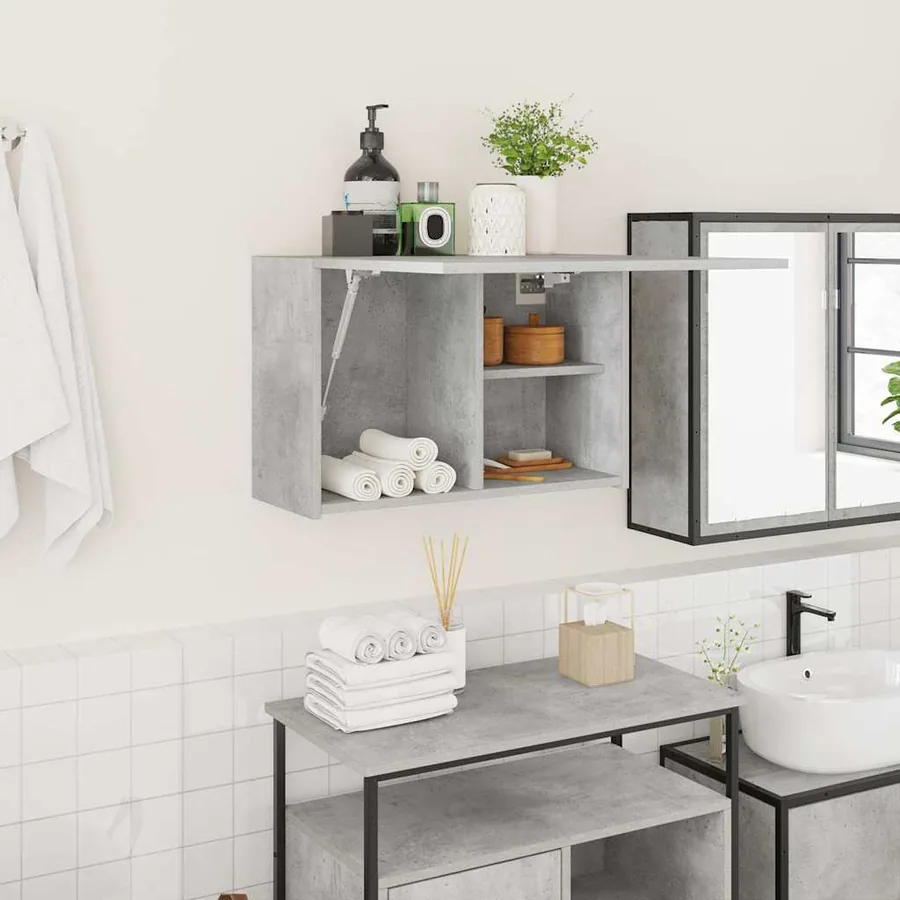 Armoire murale de bain gris béton 60x25x40 cm bois d'ingénierie