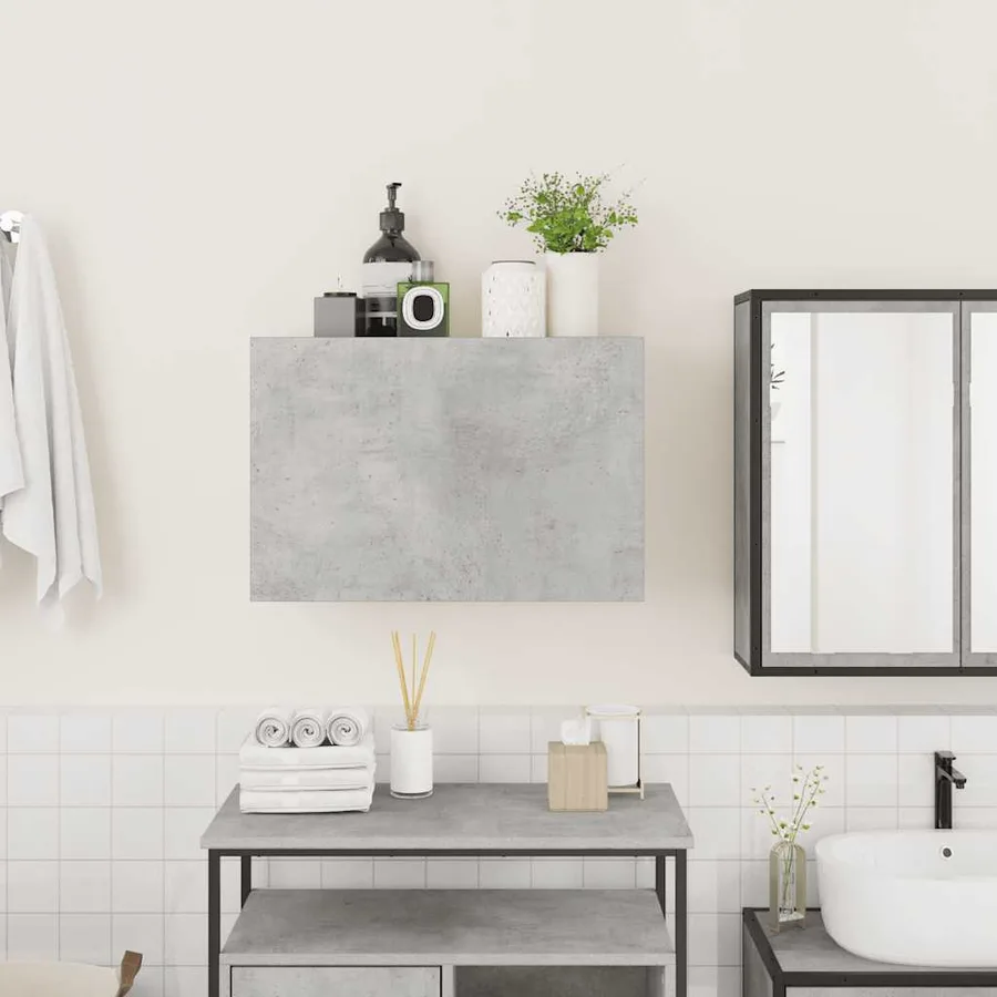 Armoire murale de bain gris béton 60x25x40 cm bois d'ingénierie - 3
