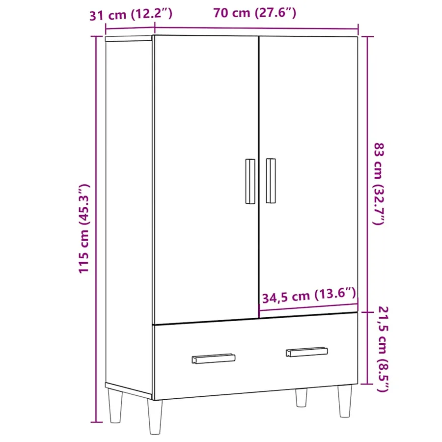 Buffet haut vieux bois 70x31x115 cm bois d'ingénierie - 9