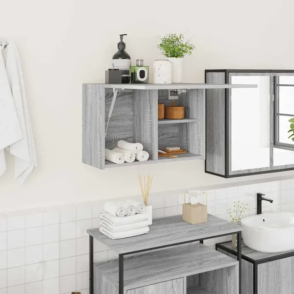 Armoire murale de bain sonoma gris 60x25x40cm bois d'ingénierie