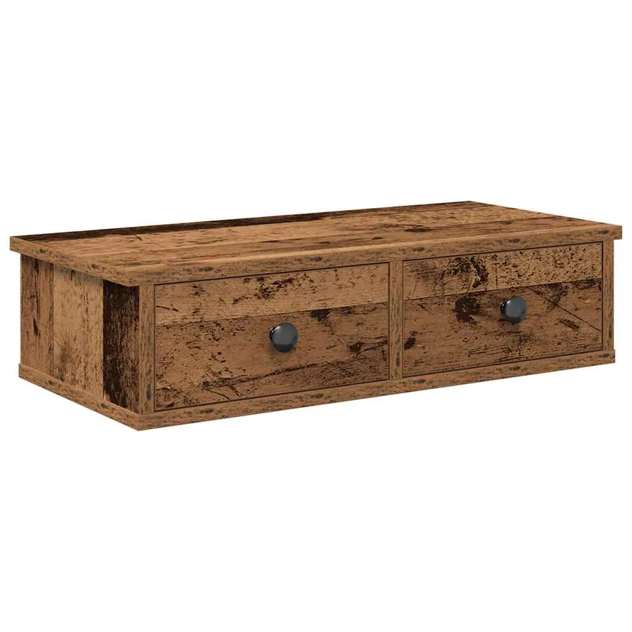 Étagère murale avec tiroirs vieux bois bois d'ingénierie - 2