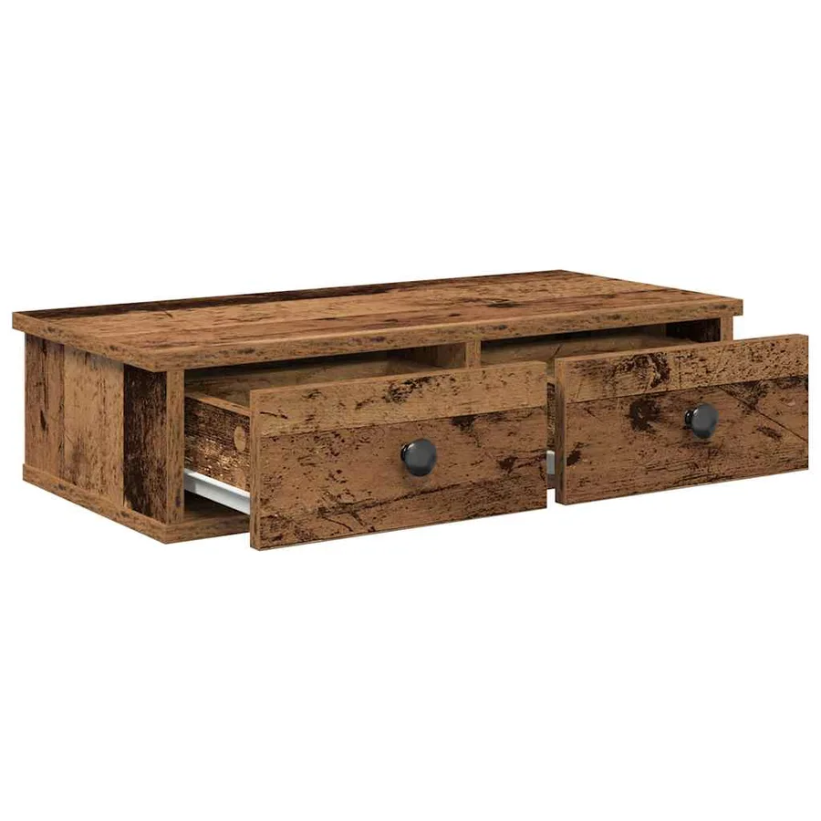 Étagère murale avec tiroirs vieux bois bois d'ingénierie - 7