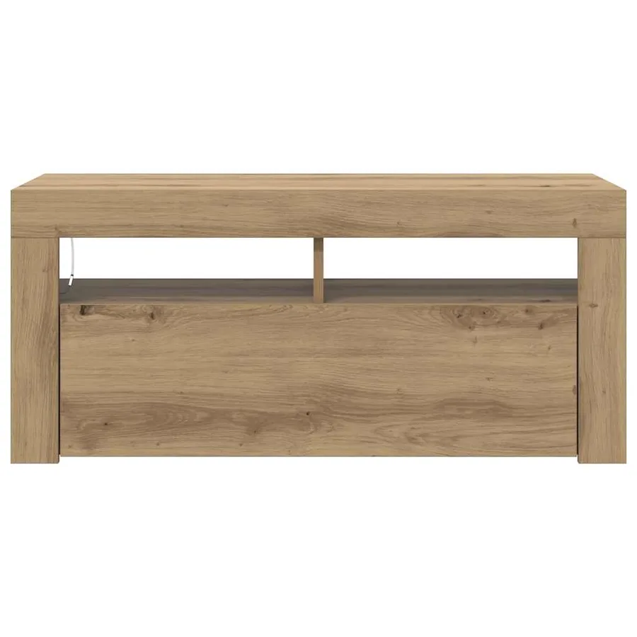 Meuble TV avec lumières LED chêne artisanal bois d'ingénierie - 6