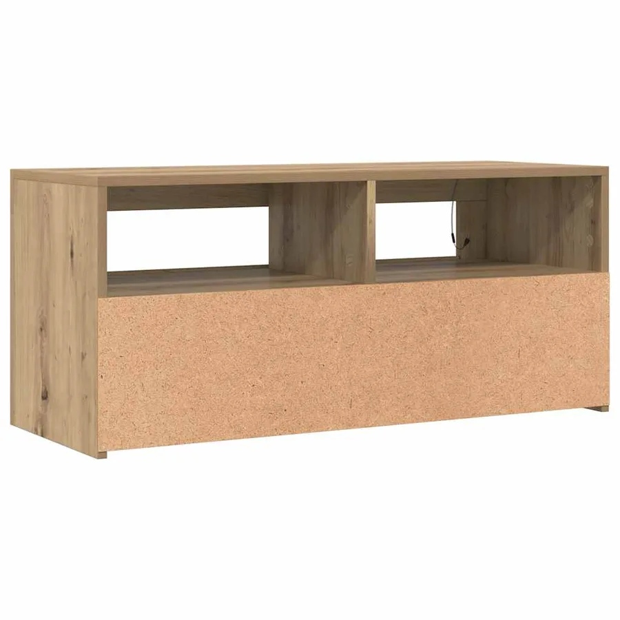 Meuble TV avec lumières LED chêne artisanal bois d'ingénierie - 8