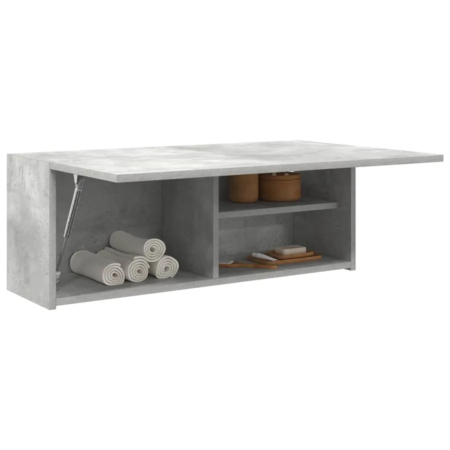 Armoire murale de bain gris béton 80x25x30 cm bois d'ingénierie - 4