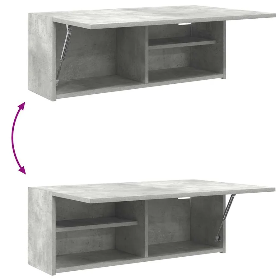 Armoire murale de bain gris béton 80x25x30 cm bois d'ingénierie - 9