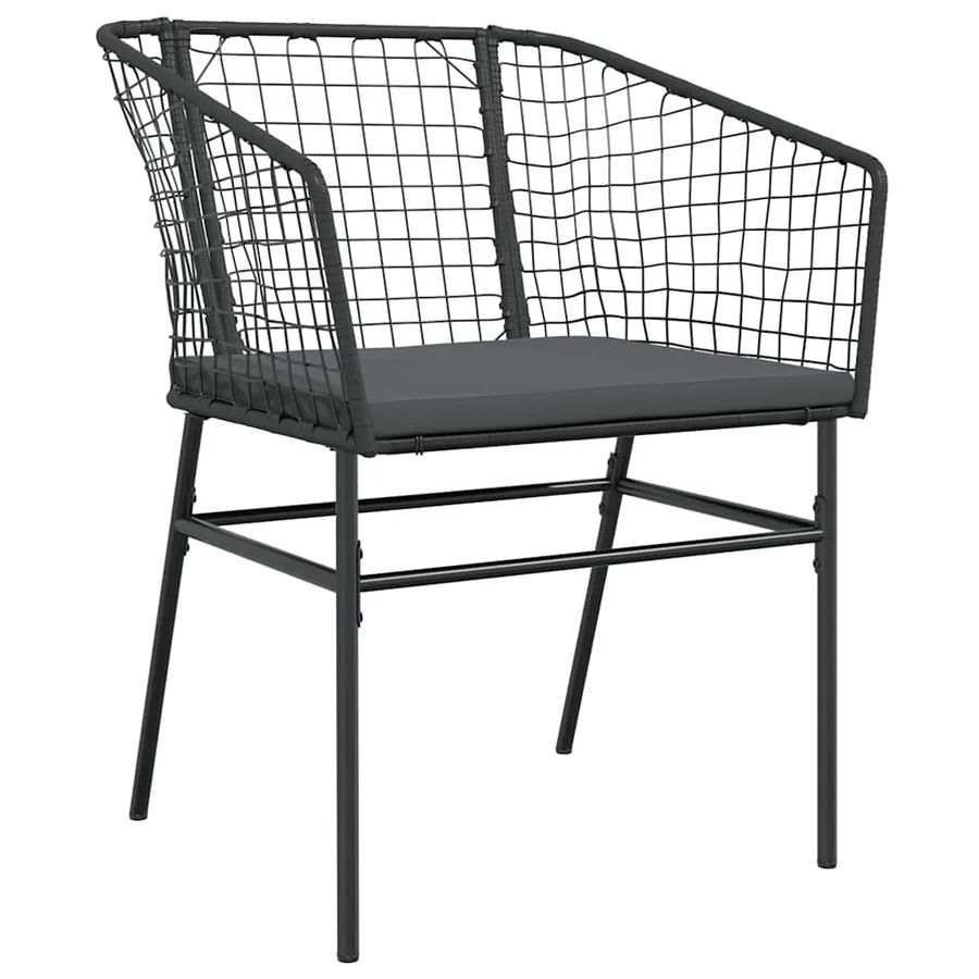 Ensemble à manger de jardin et coussins 3 pcs noir rotin verre - 4