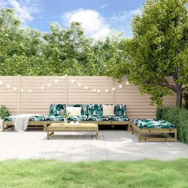 Salon de jardin 5 pcs avec coussins bois de pin imprégné